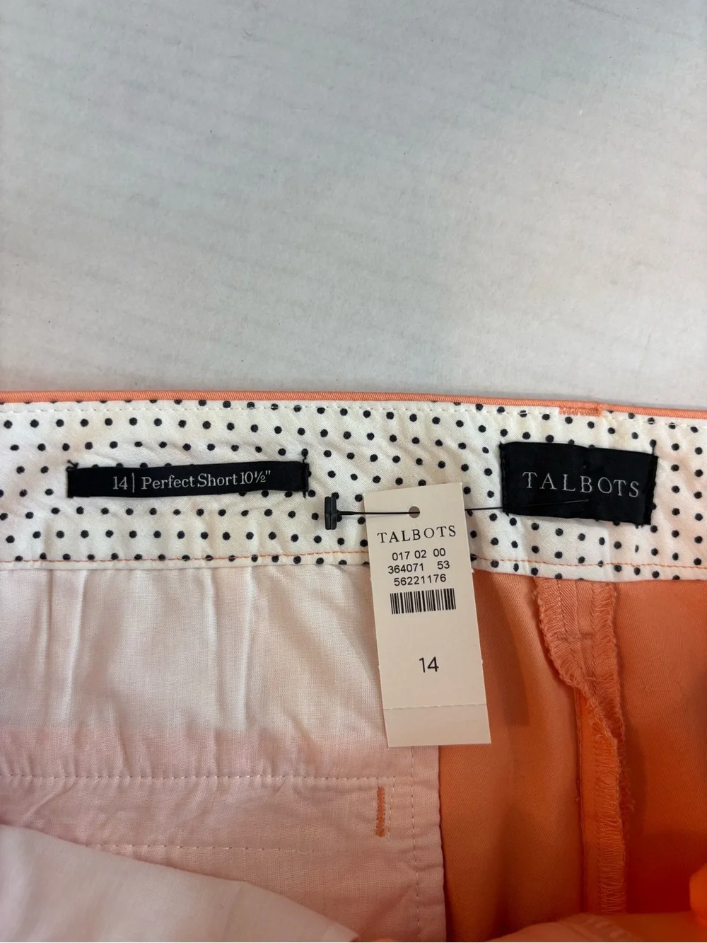 TALBOTS Perfect Short 10½” NEW Size 14 Orange stretch twill knee length